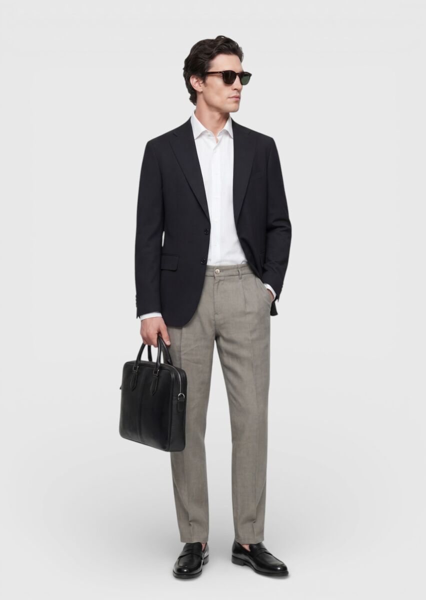 Siyah Shirt Shoulder Slim Fit %100 Yün Ceket - 2