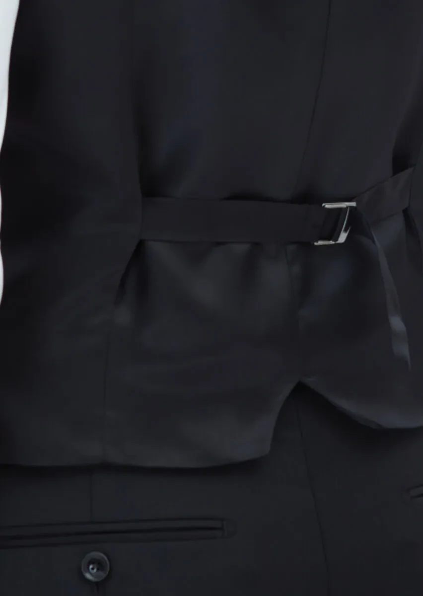 Siyah Slim Fit Kelebek Yaka Klasik Yelek - 5