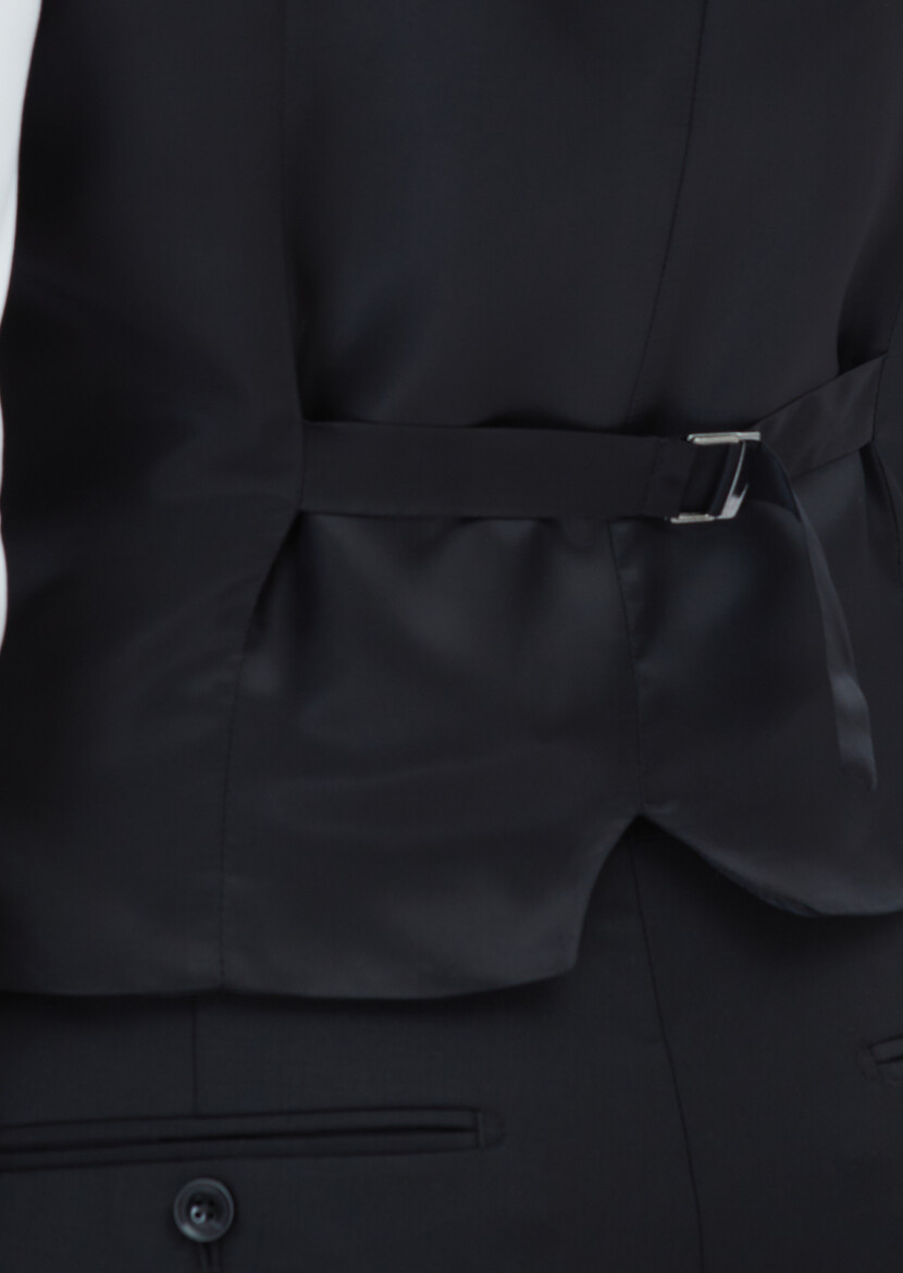 Siyah Slim Fit Kelebek Yaka Klasik Yelek - 5
