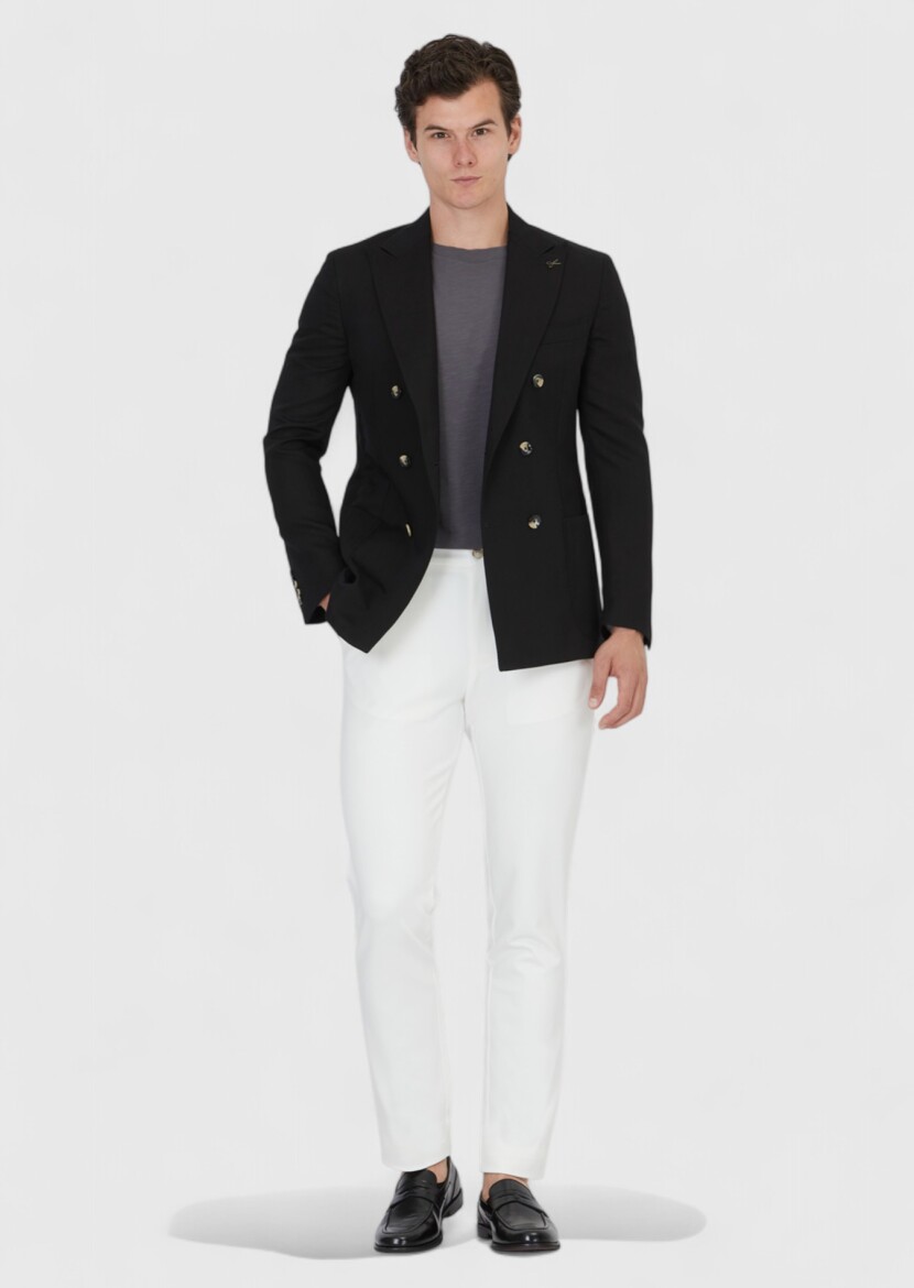 Siyah Zeroweight Slim Fit Keten Karışımlı Ceket - RAMSEY