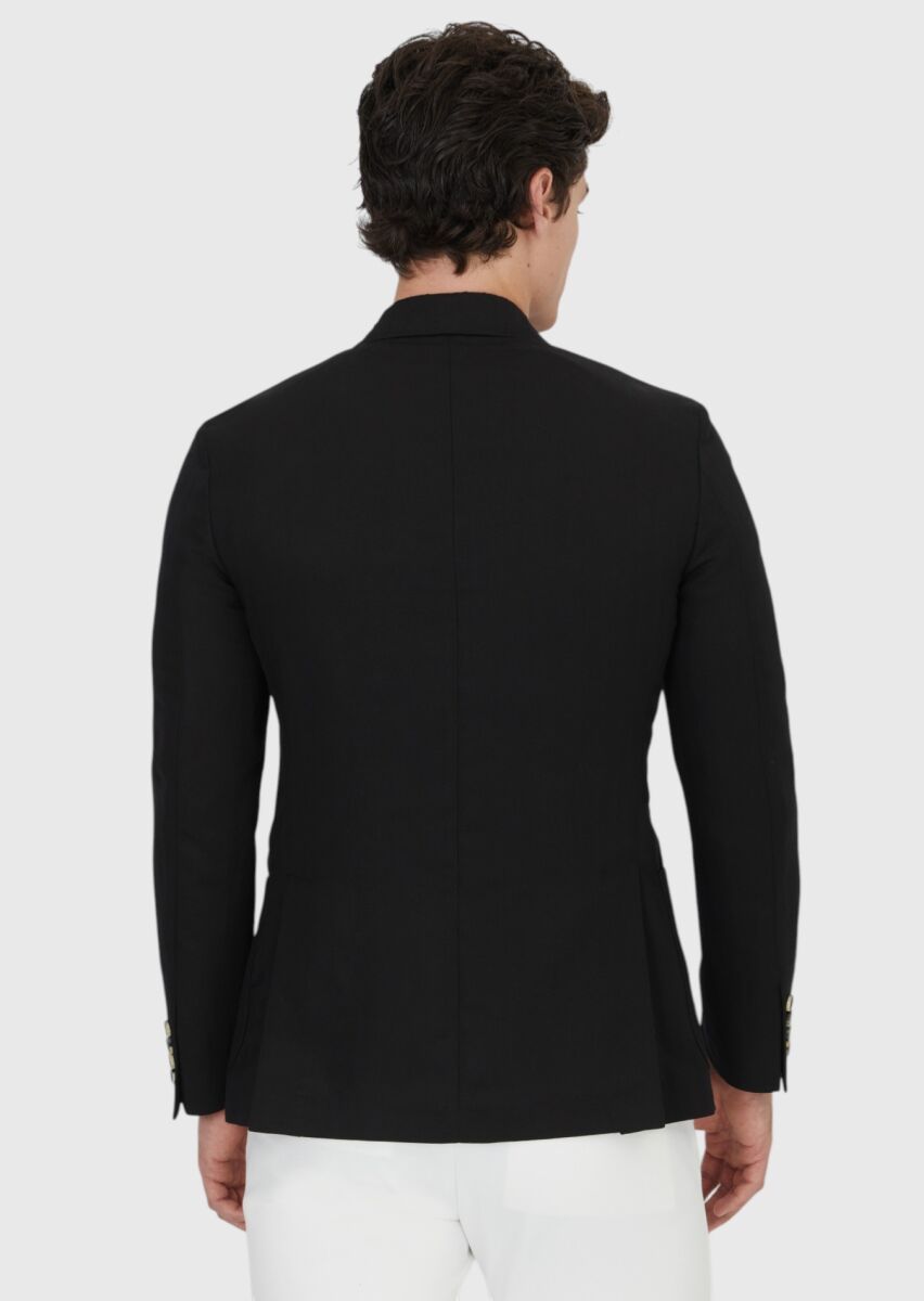 Siyah Zeroweight Slim Fit Keten Karışımlı Ceket - 6