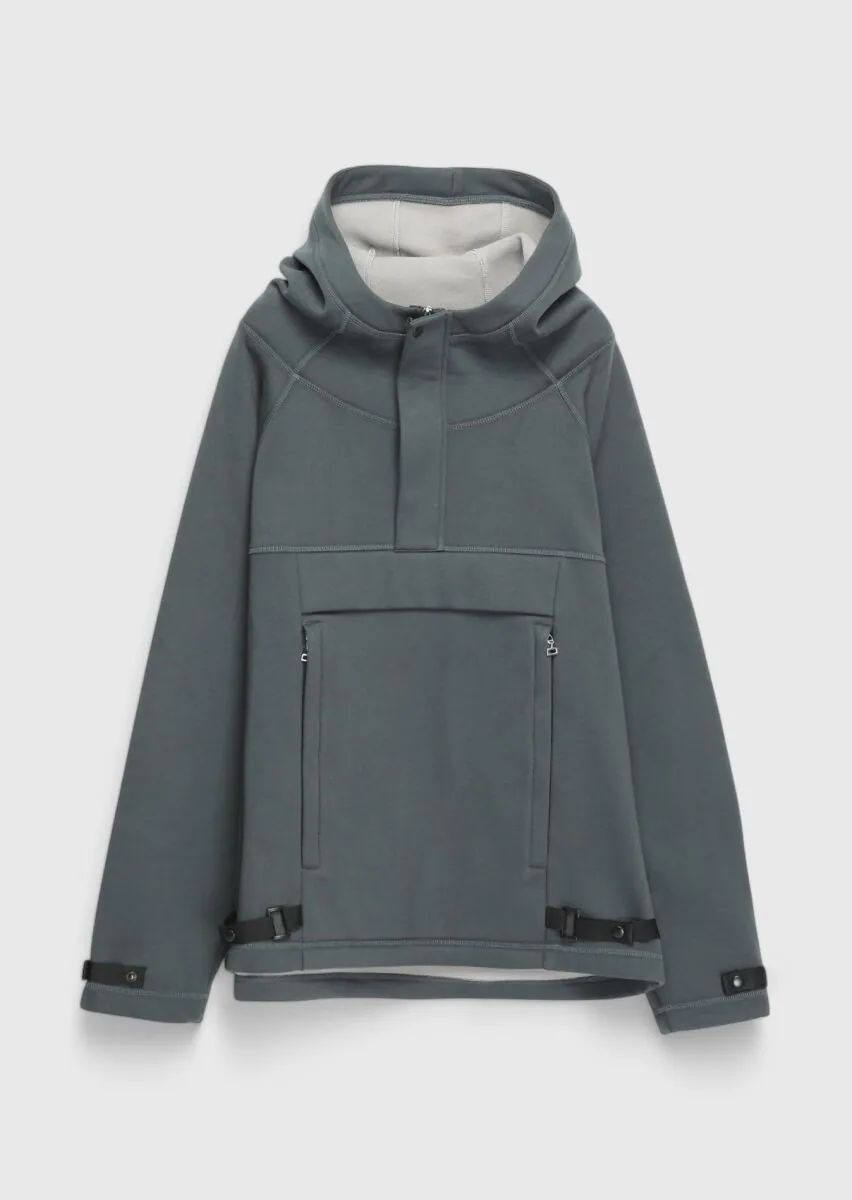 Smoked Hooded Plain Sweatshirt - 1