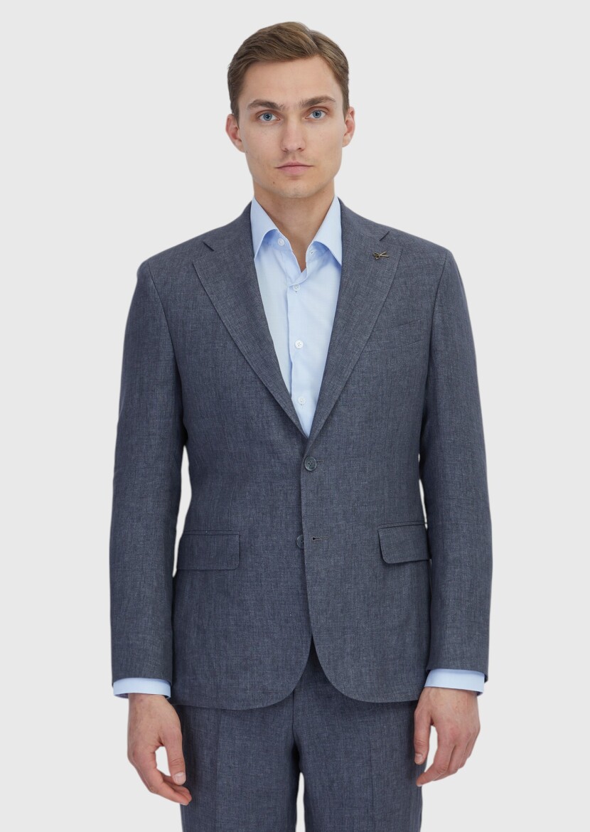 Smoked Plain Zeroweight Slim Fit 100% Linen Suit - RAMSEY