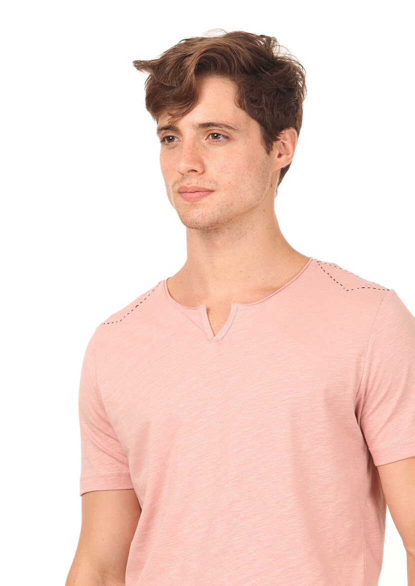 Somon Düz %100 Pamuk T-Shirt 