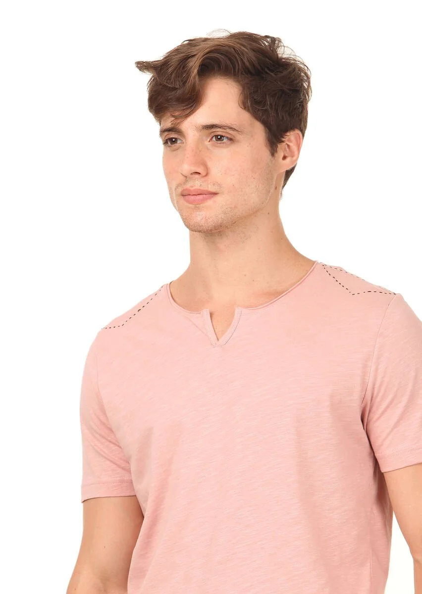 Somon Düz %100 Pamuk T-Shirt - 2