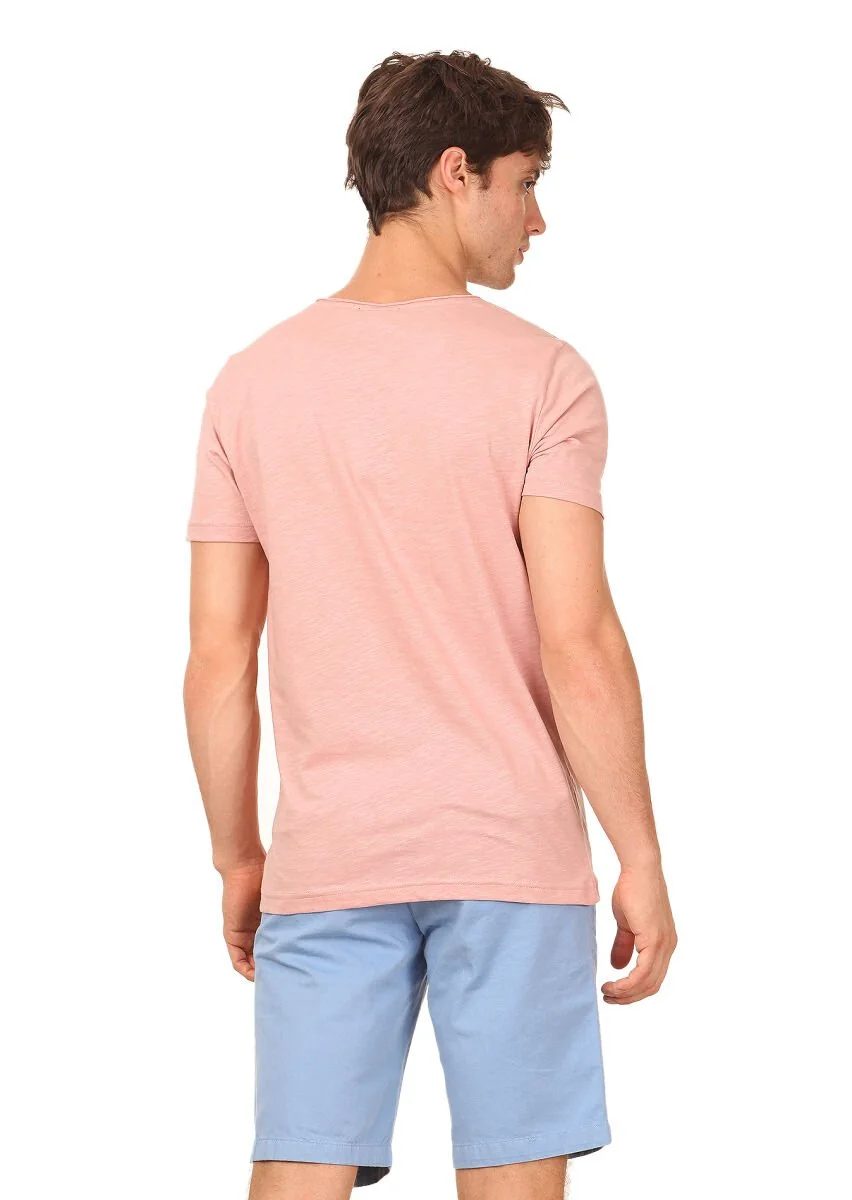 Somon Düz %100 Pamuk T-Shirt - 4