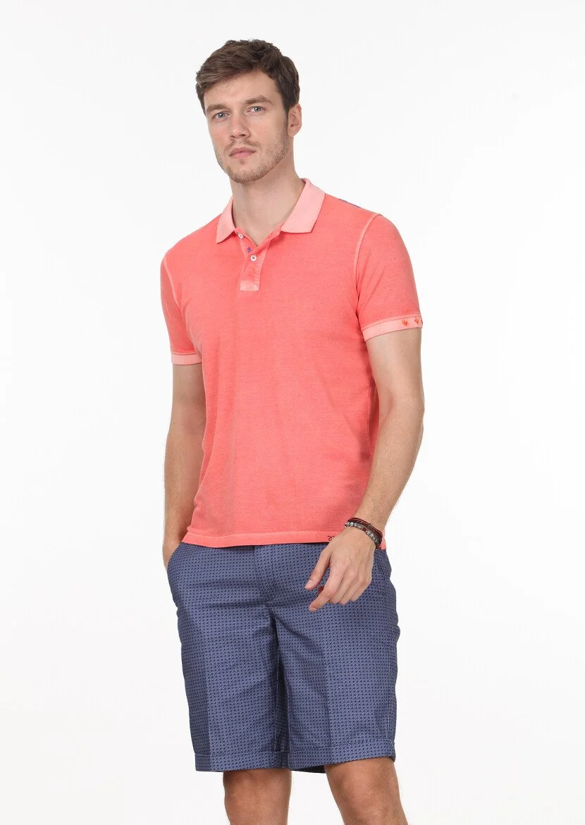 Somon Düz Polo Yaka %100 Pamuk T-Shirt - 1