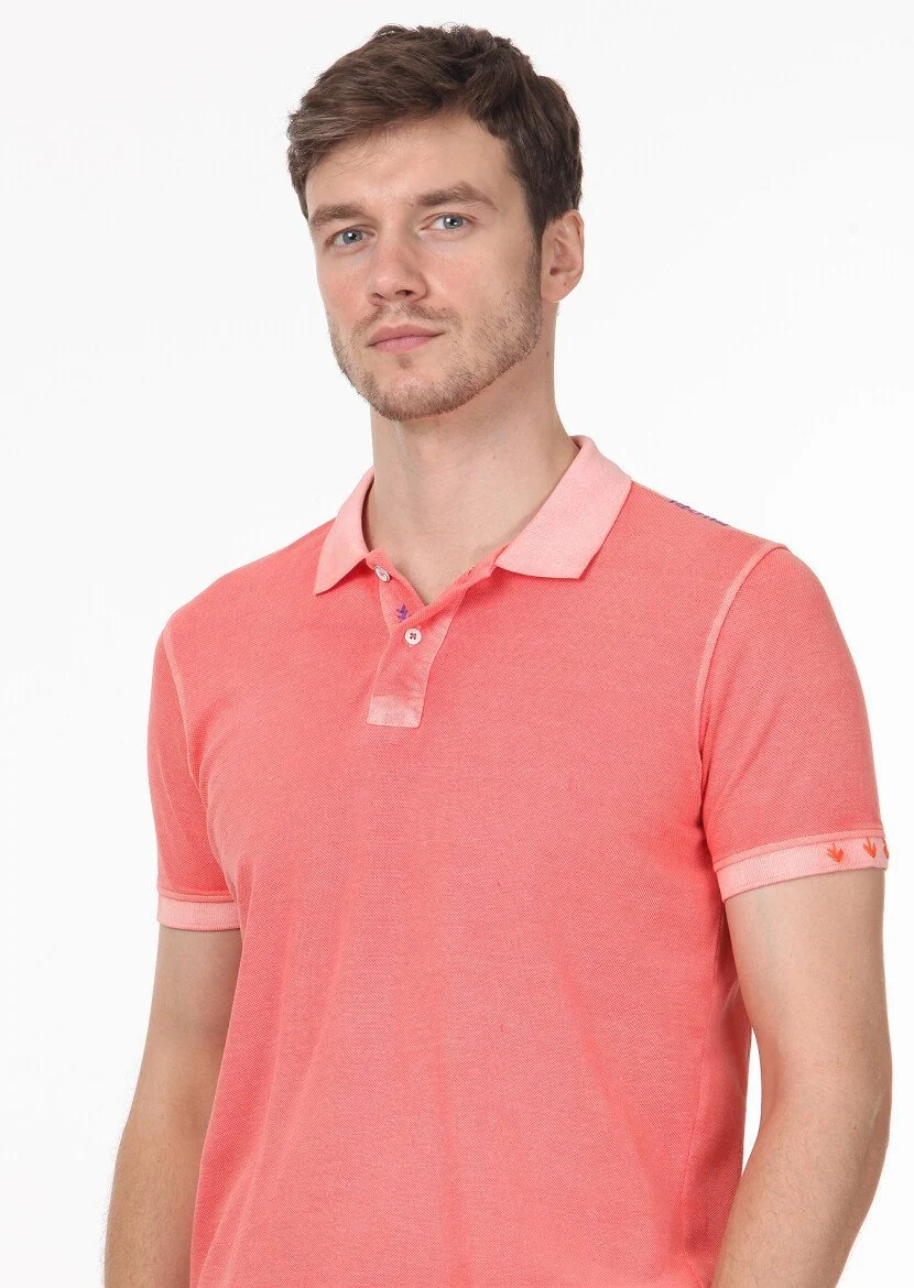 Somon Düz Polo Yaka %100 Pamuk T-Shirt 