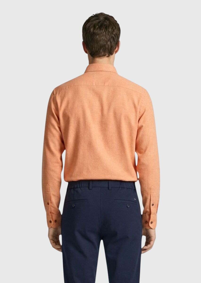 Somon Düz Regular Fit Dokuma Casual %100 Pamuk Gömlek - 4