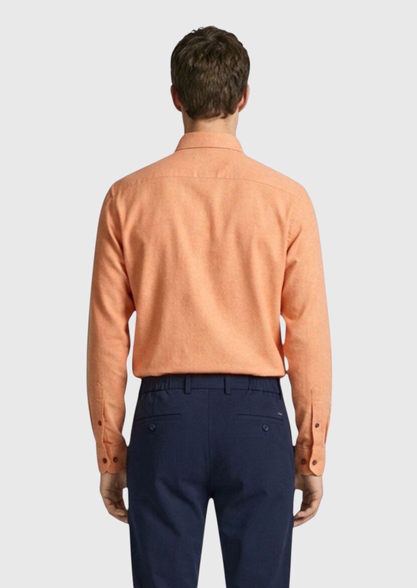 Somon Düz Regular Fit Uzun Dokuma Casual %100 Pamuk Gömlek - 4