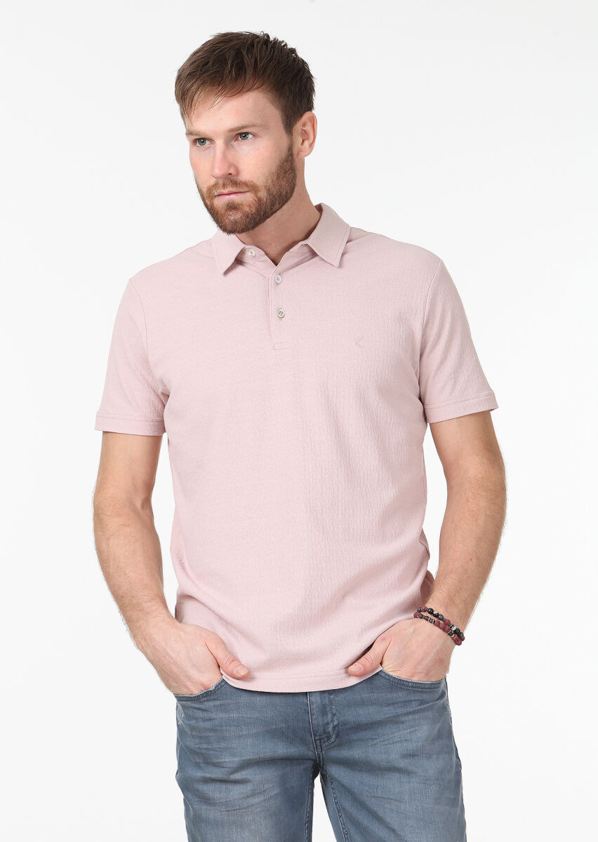 Somon Jakarlı %100 Pamuk T-Shirt - 1