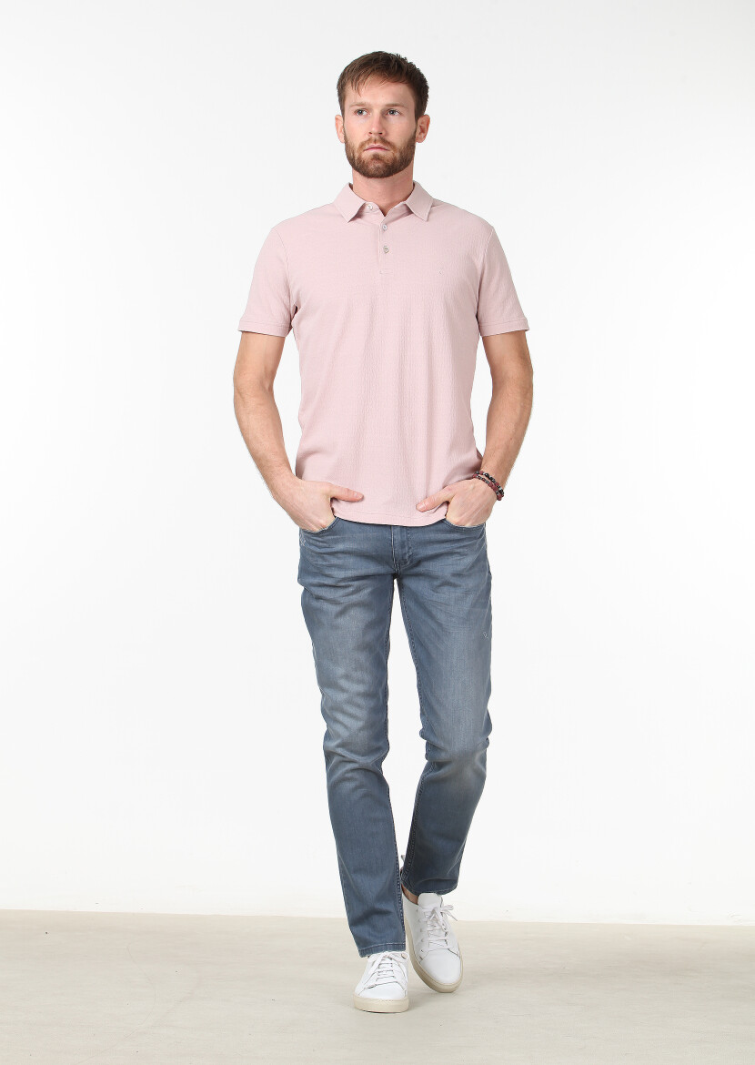 Somon Jakarlı %100 Pamuk T-Shirt - 2