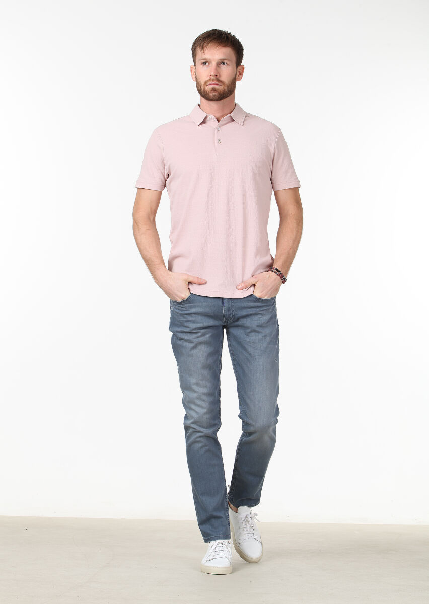 Somon Jakarlı %100 Pamuk T-Shirt - 2