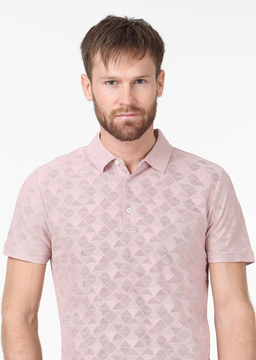 Somon Jakarlı Polo Yaka %100 Pamuk T-Shirt - 3