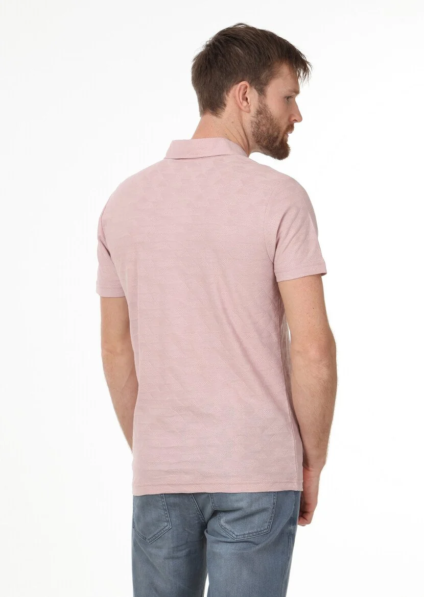 Somon Jakarlı Polo Yaka %100 Pamuk T-Shirt - 4