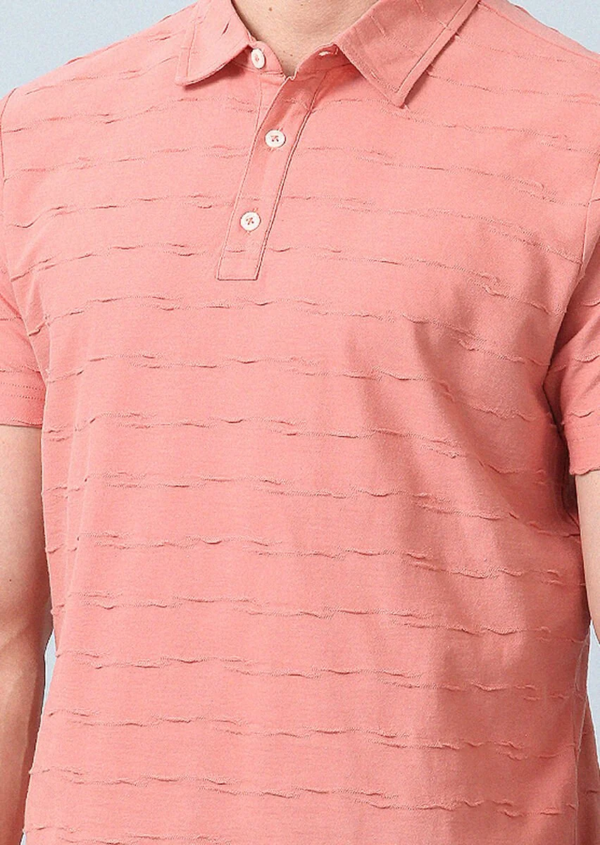 Somon Jakarlı Polo Yaka %100 Pamuk T-Shirt - 2