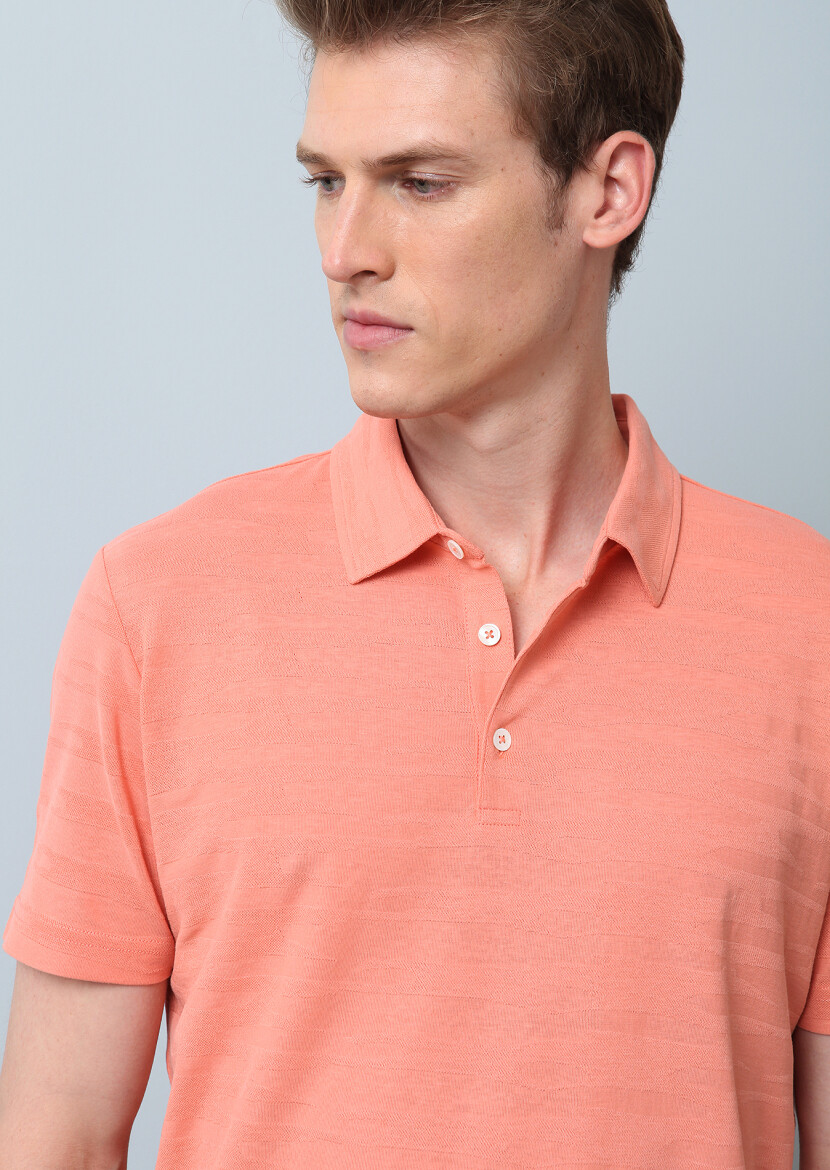 Somon Polo Yaka %100 Pamuk T-Shirt - 1