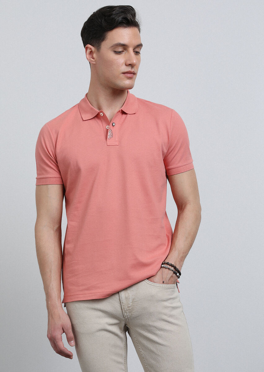 Somon Polo Yaka %100 Pamuk T-Shirt - 2