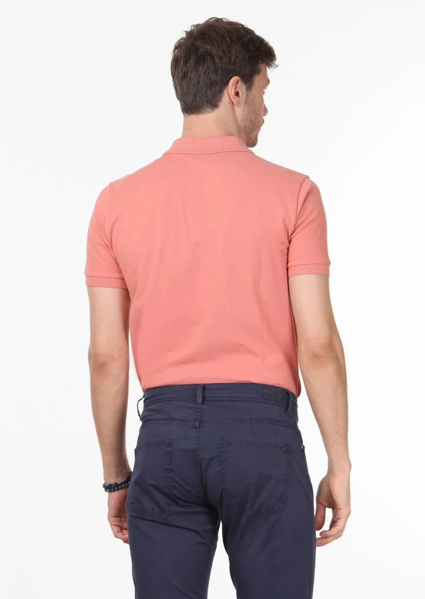 Somon Polo Yaka %100 Pamuk T-Shirt - 4
