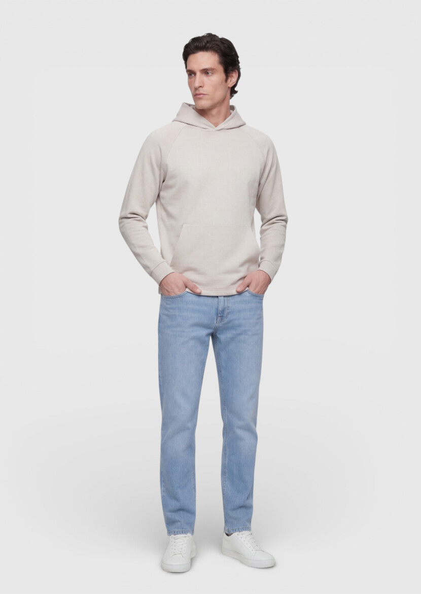 Stone Hooded Plain Sweatshirt - RAMSEY