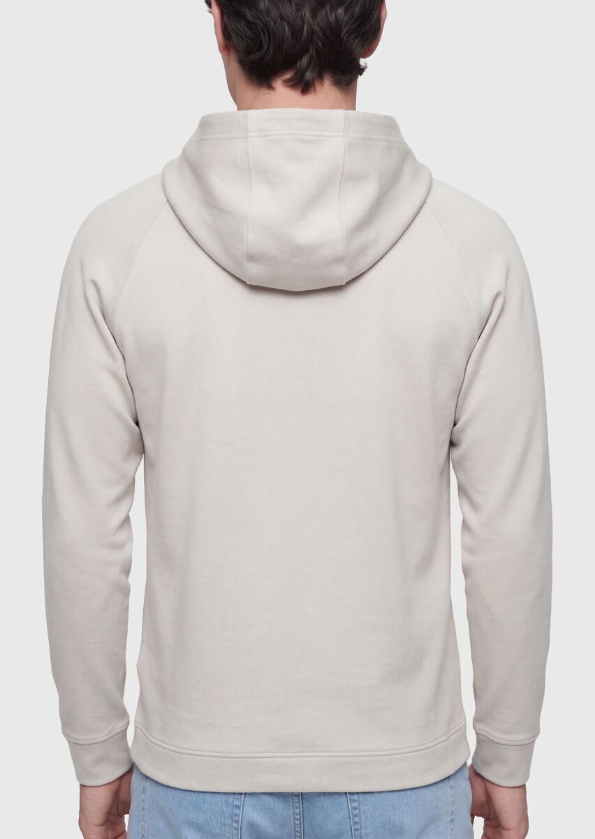 Stone Hooded Plain Sweatshirt - 5