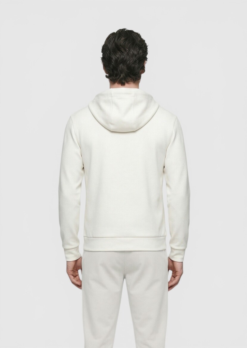 Stone Hooded Plain Sweatshirt - 5