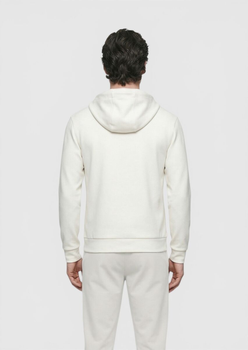 Stone Hooded Plain Sweatshirt - 5
