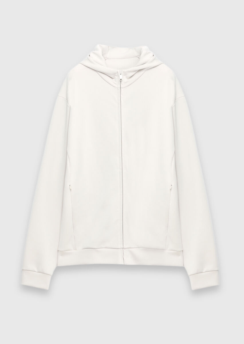 Stone Hooded Plain Sweatshirt - 6