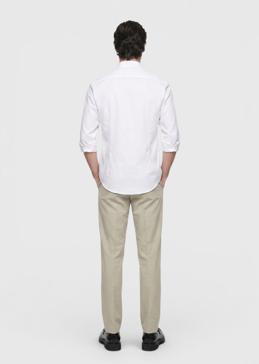Stone Plain Casual Fit Long Weaving Casual 100% Cotton Shirt - 5