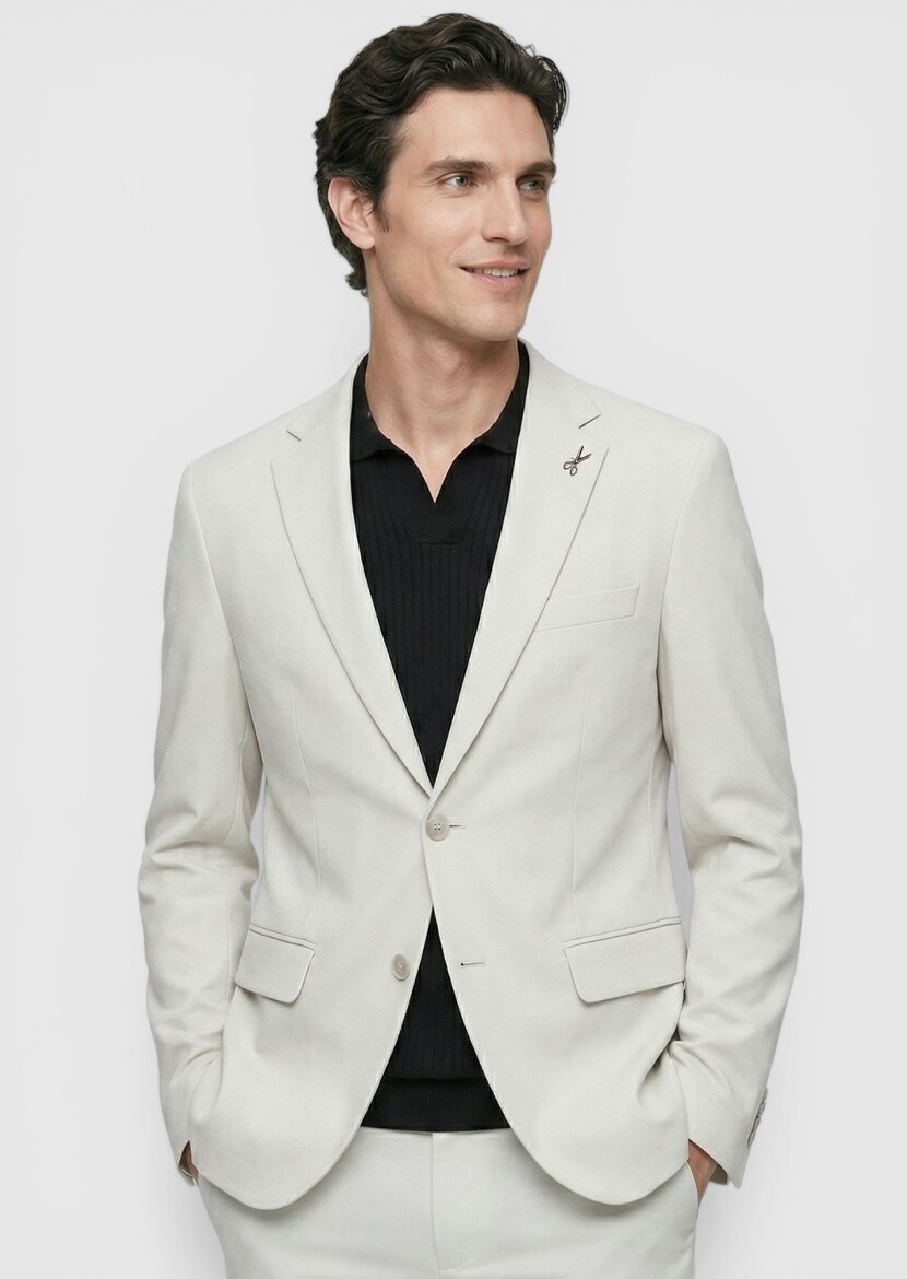 Stone Plain Comfort Fit Suit - RAMSEY
