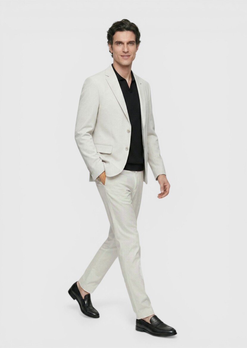 Stone Plain Comfort Fit Suit - RAMSEY