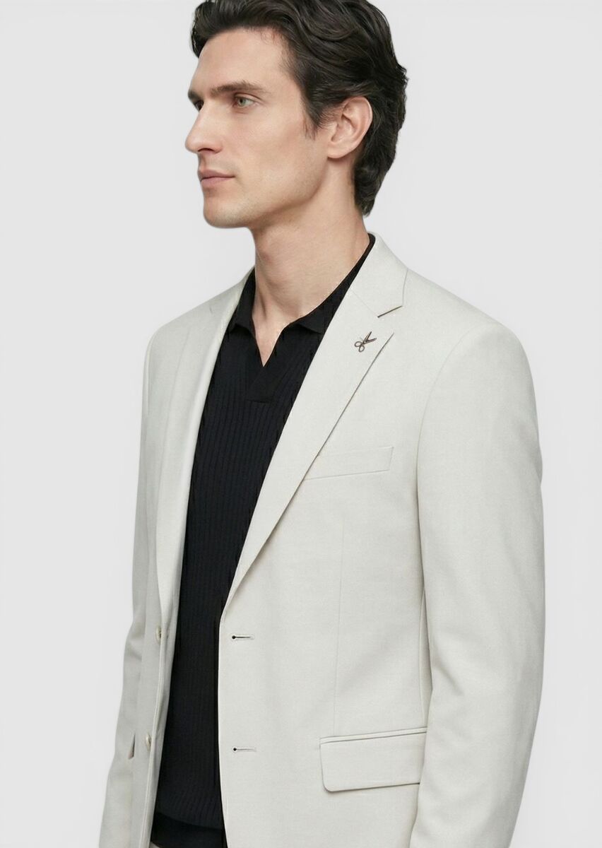 Stone Plain Comfort Fit Suit - 3