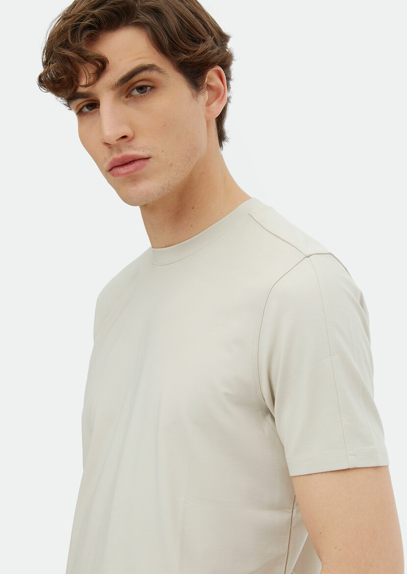 Stone Plain Crew Neck T-Shirt - 3