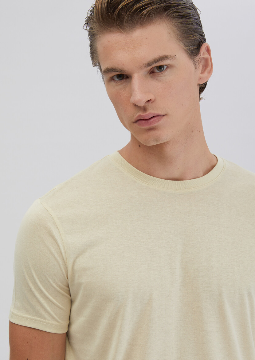 Stone Plain Crew Neck T-Shirt - 4