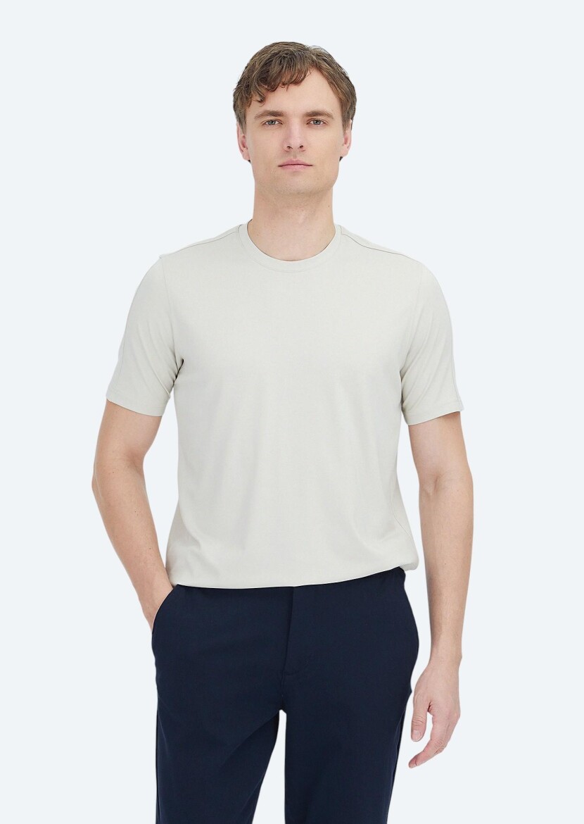 Stone Plain Crew Neck T-Shirt - 1