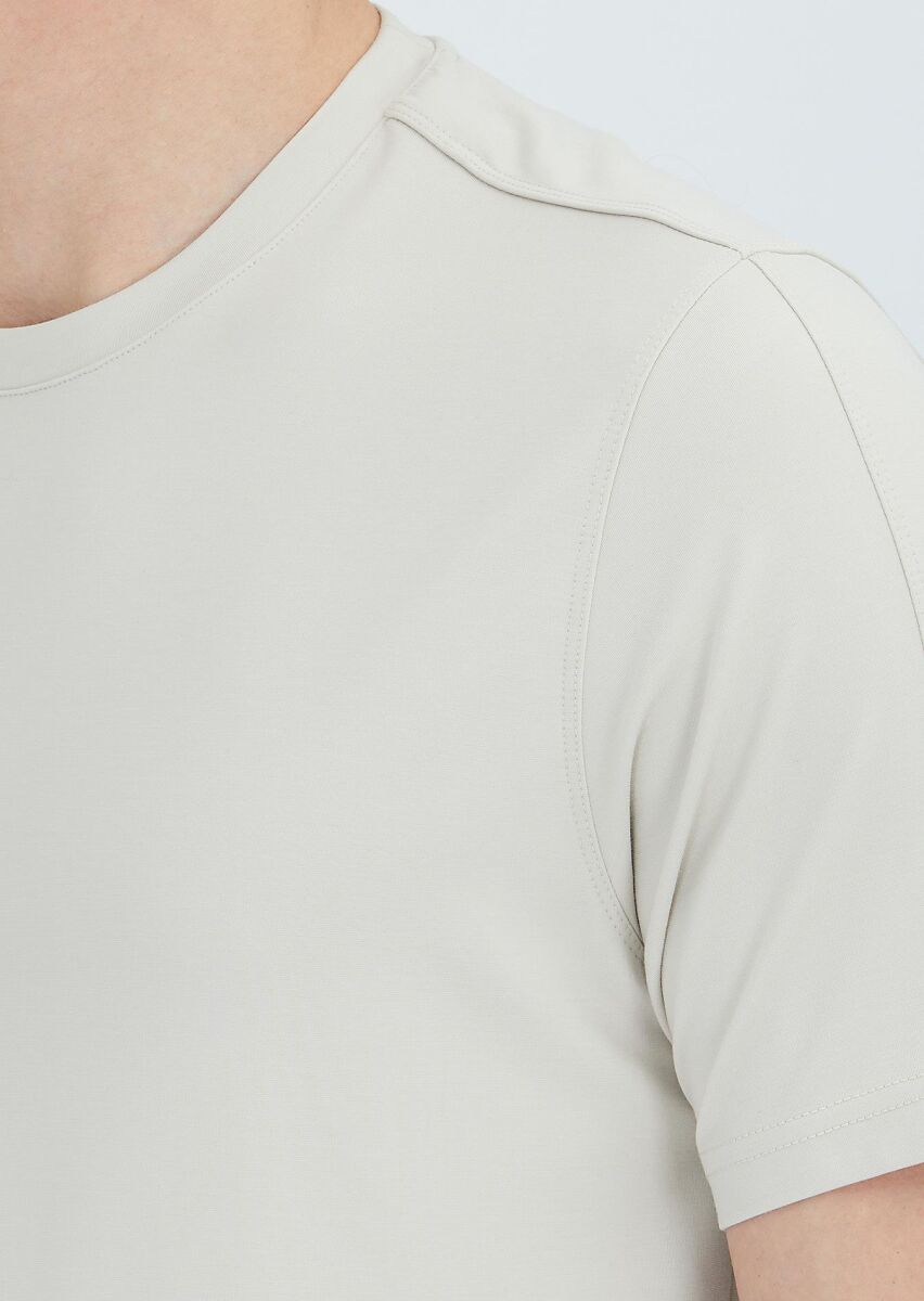 Stone Plain Crew Neck T-Shirt - 3
