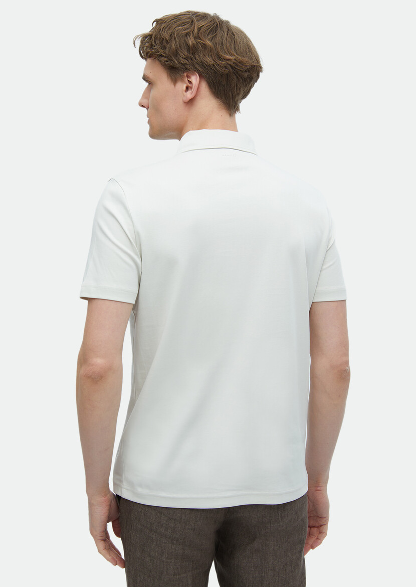 Stone Plain Polo Neck 100% Cotton T-Shirt - 6