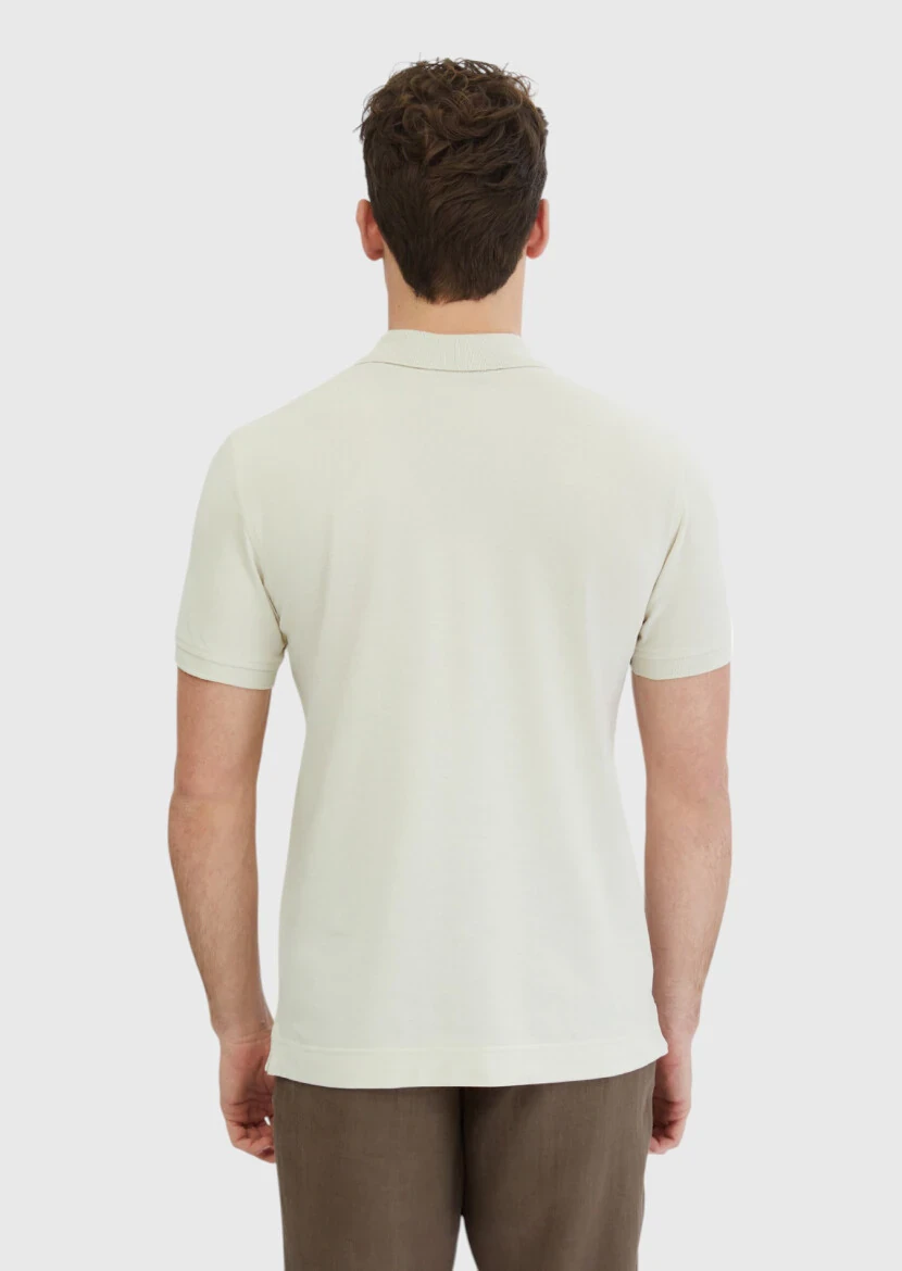 Stone Plain Polo Neck 100% Cotton T-Shirt - 7