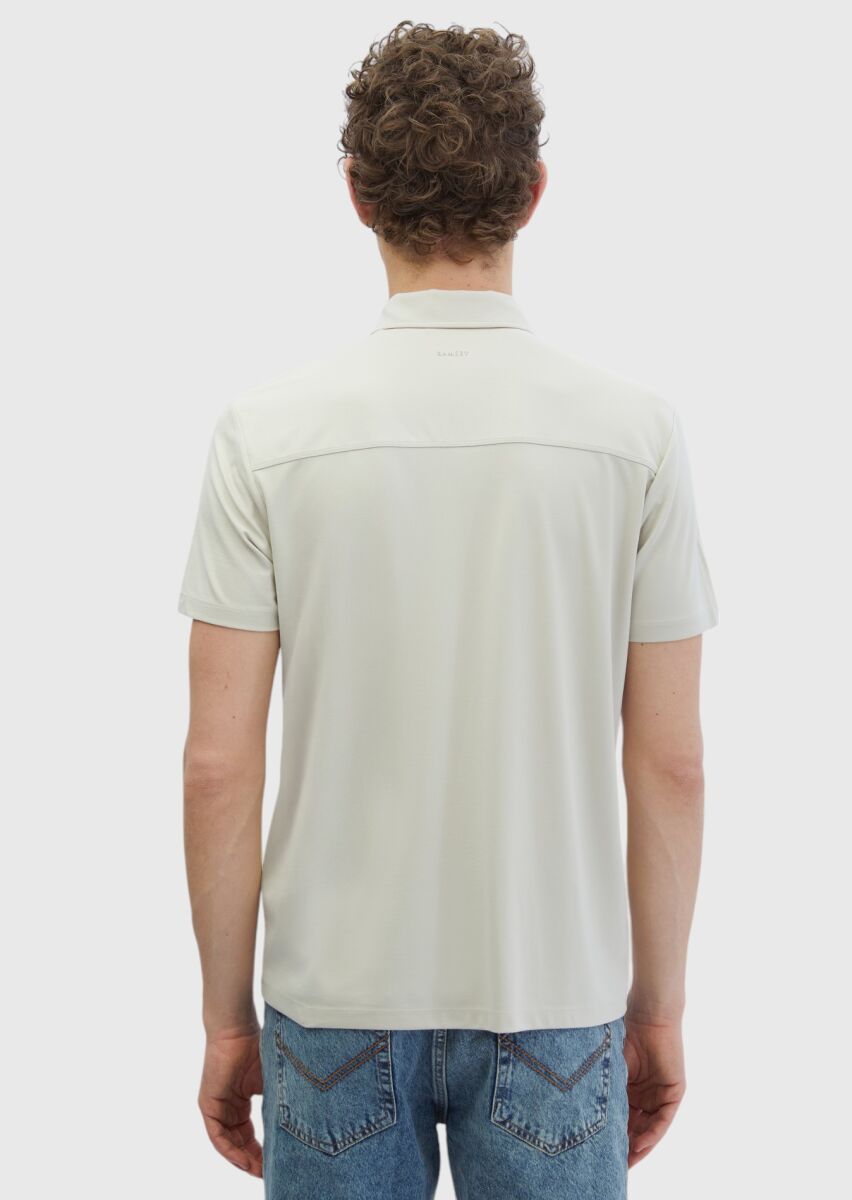 Stone Plain Polo Neck T-Shirt - 5