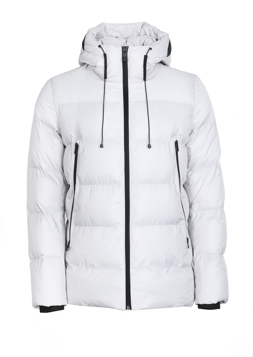 Stone Regular Fit Butterfly Collar Casual Weaving Puffer Coat - 6