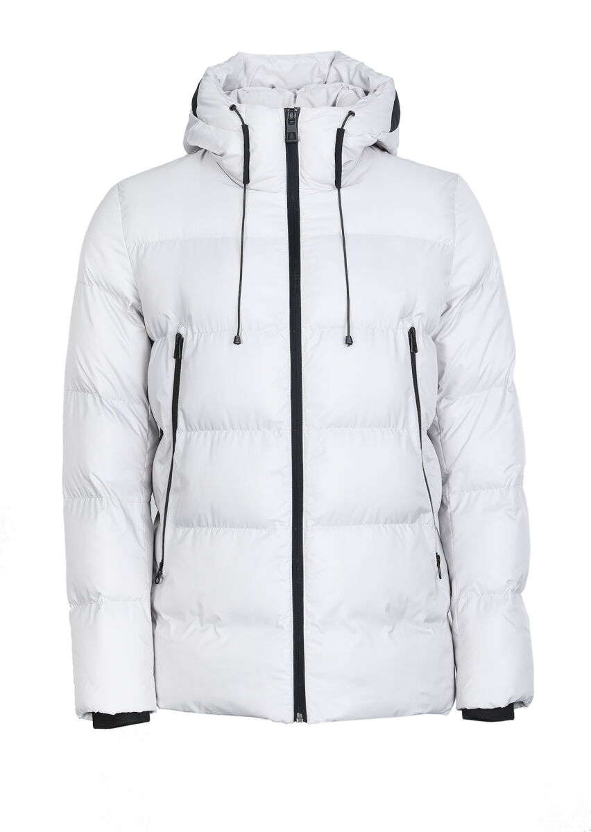 Stone Regular Fit Butterfly Collar Casual Weaving Puffer Coat - 6