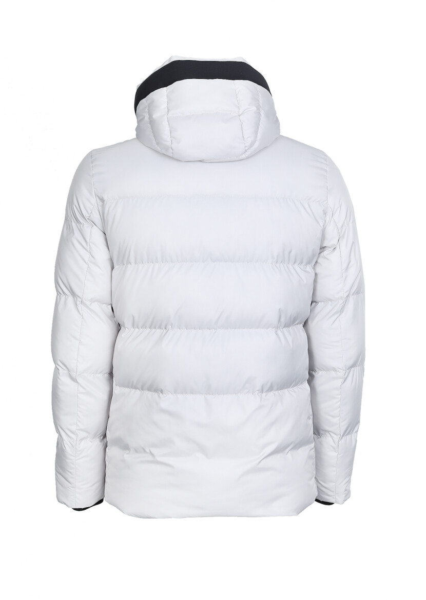 Stone Regular Fit Butterfly Collar Casual Weaving Puffer Coat - 7