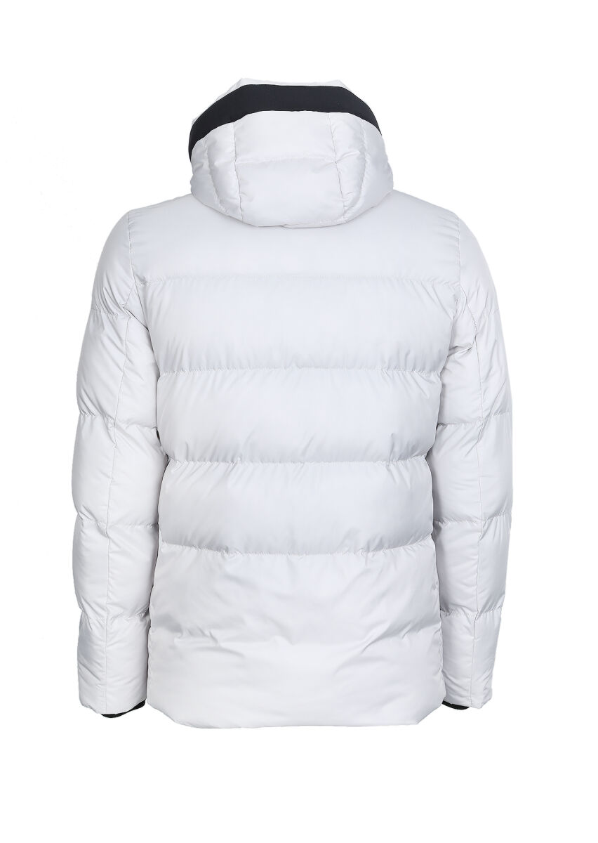 Stone Regular Fit Butterfly Collar Casual Weaving Puffer Coat - 7