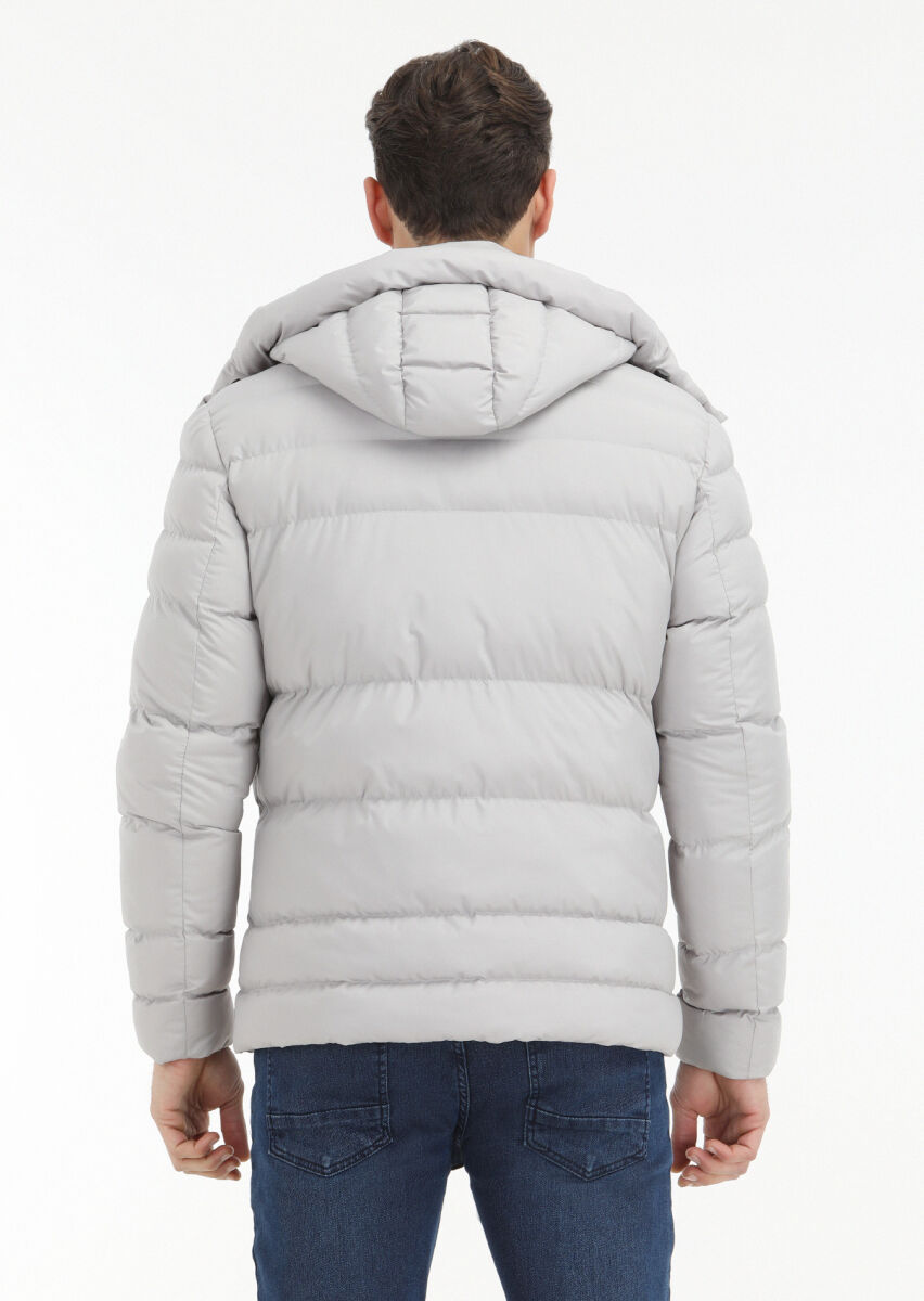 Stone Regular Fit Casual Weaving Removable Hood Coat - 6
