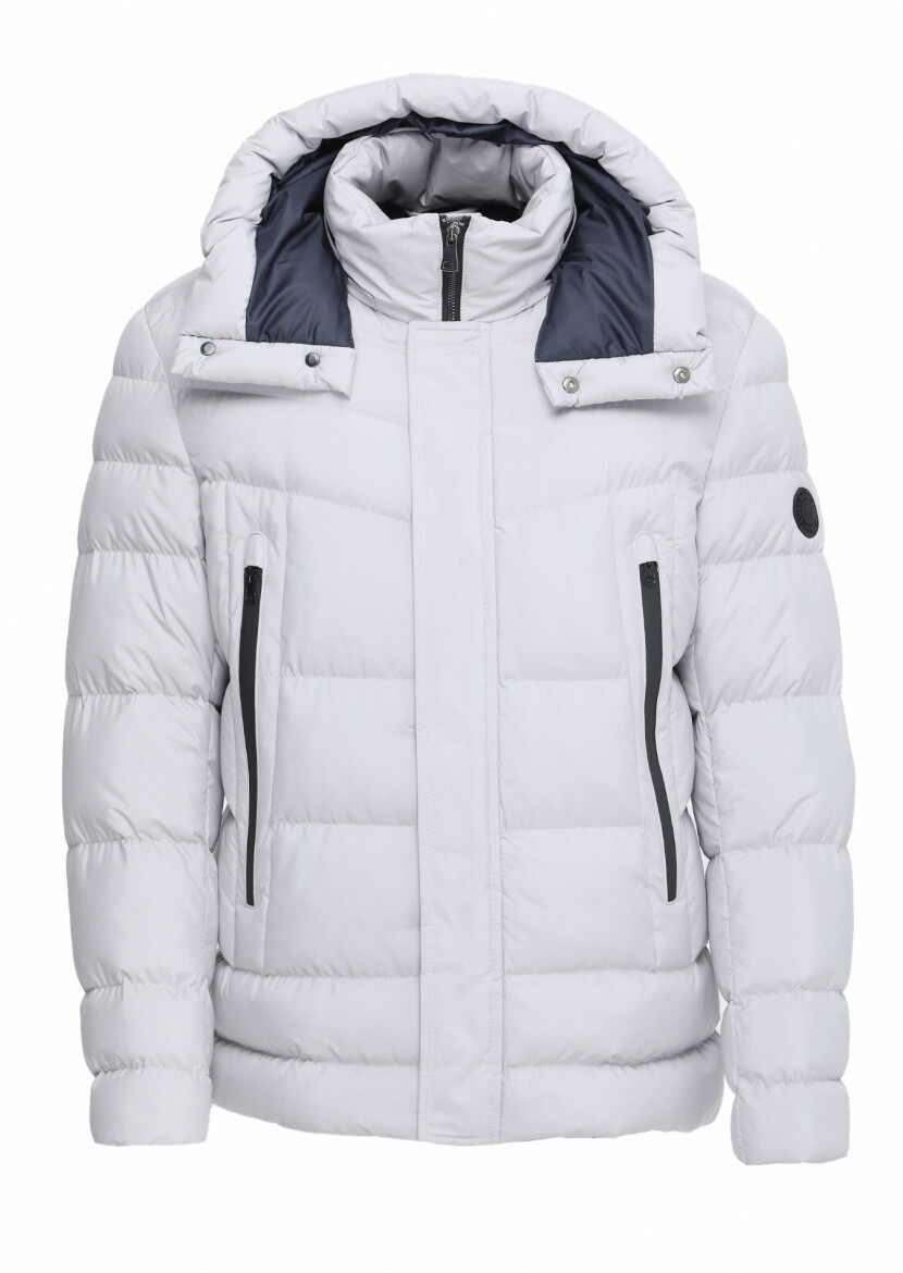Stone Regular Fit Casual Weaving Removable Hood Coat - 7