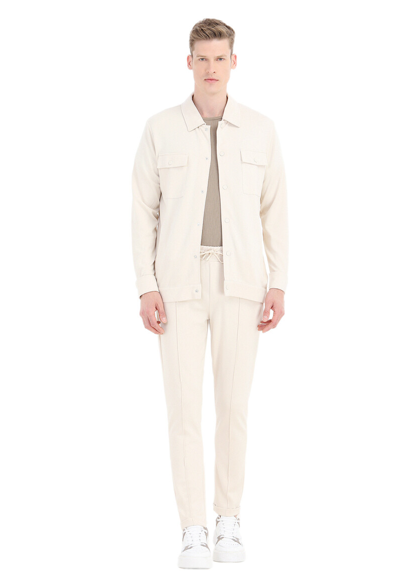 Stone Regular Fit Cotton Blended Lightweight Jacket - 1