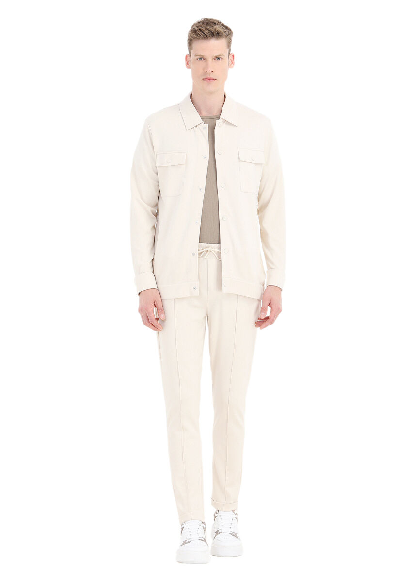 Stone Regular Fit Cotton Blended Lightweight Jacket - 1