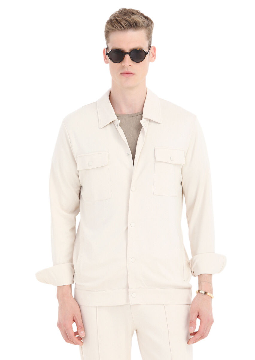 Stone Regular Fit Cotton Blended Lightweight Jacket - 2