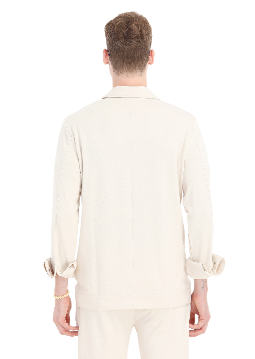 Stone Regular Fit Cotton Blended Lightweight Jacket - 5