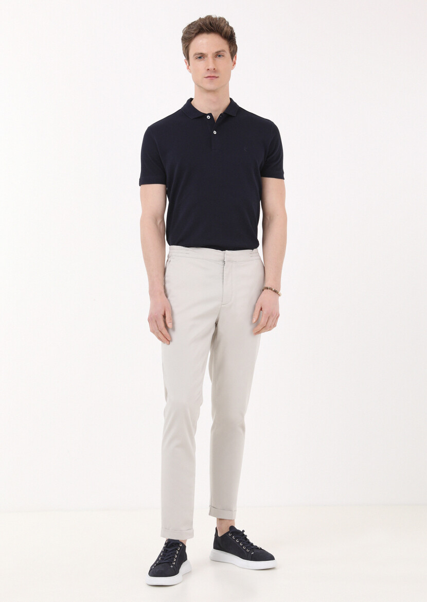 Stone Weaving Jogging Fit Casual Cotton Blended Trousers - 1